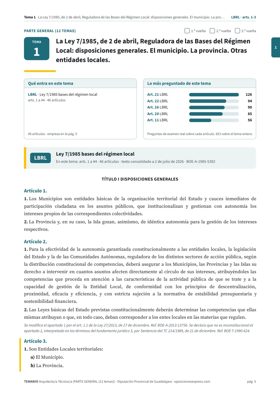 Primera página del tema 1 del temario
