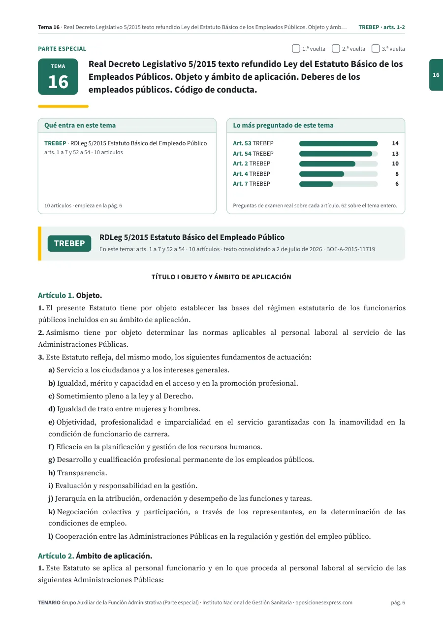 Primera página del tema 16 del temario