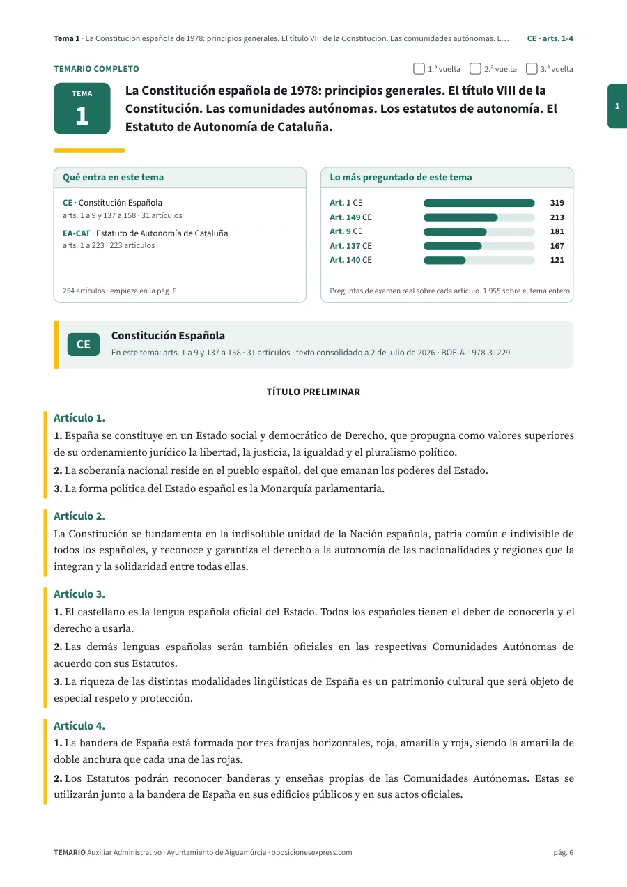 Primera página del tema 1 del temario