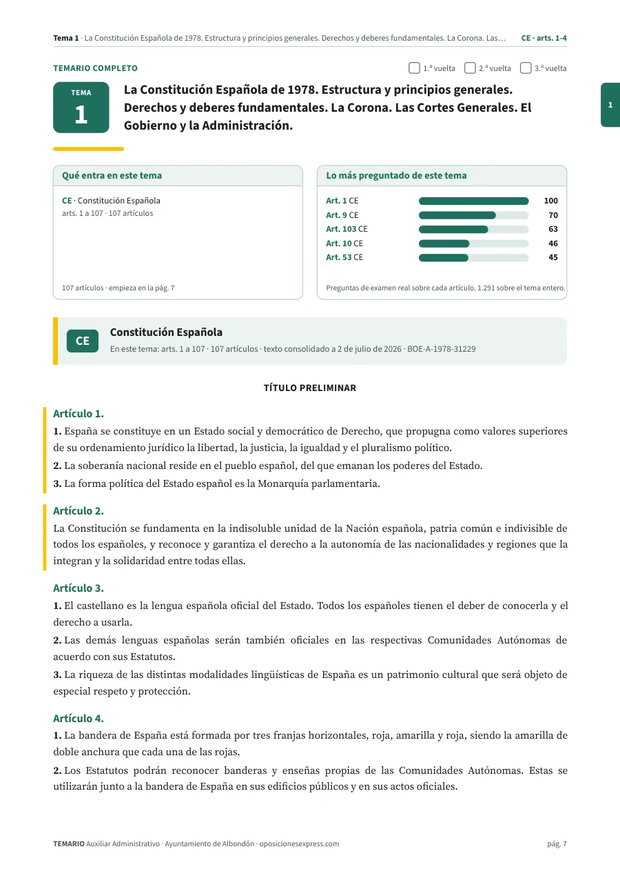 Primera página del tema 1 del temario