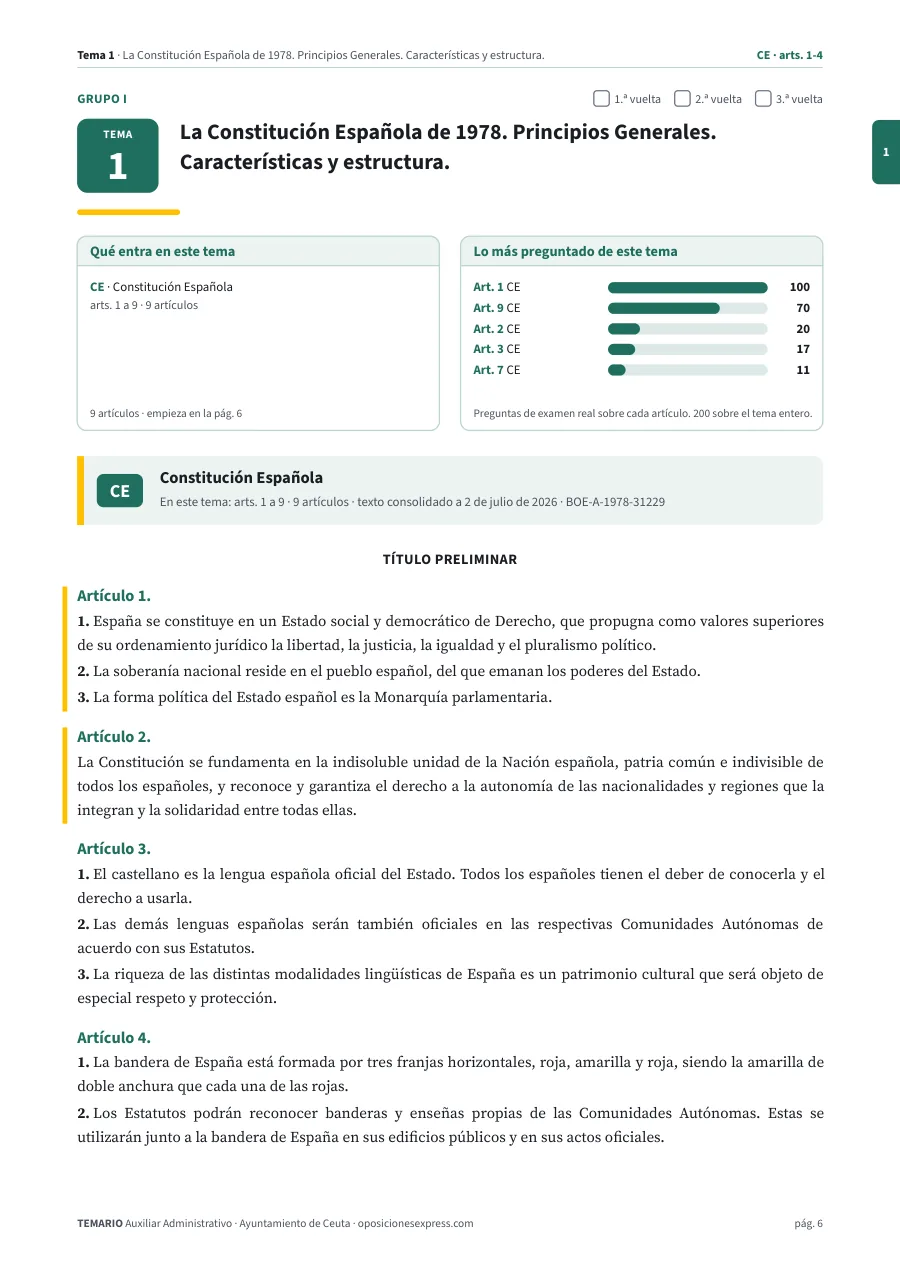 Primera página del tema 1 del temario