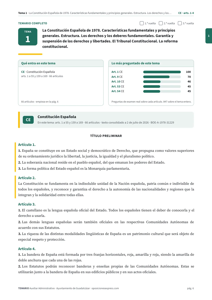 Primera página del tema 1 del temario