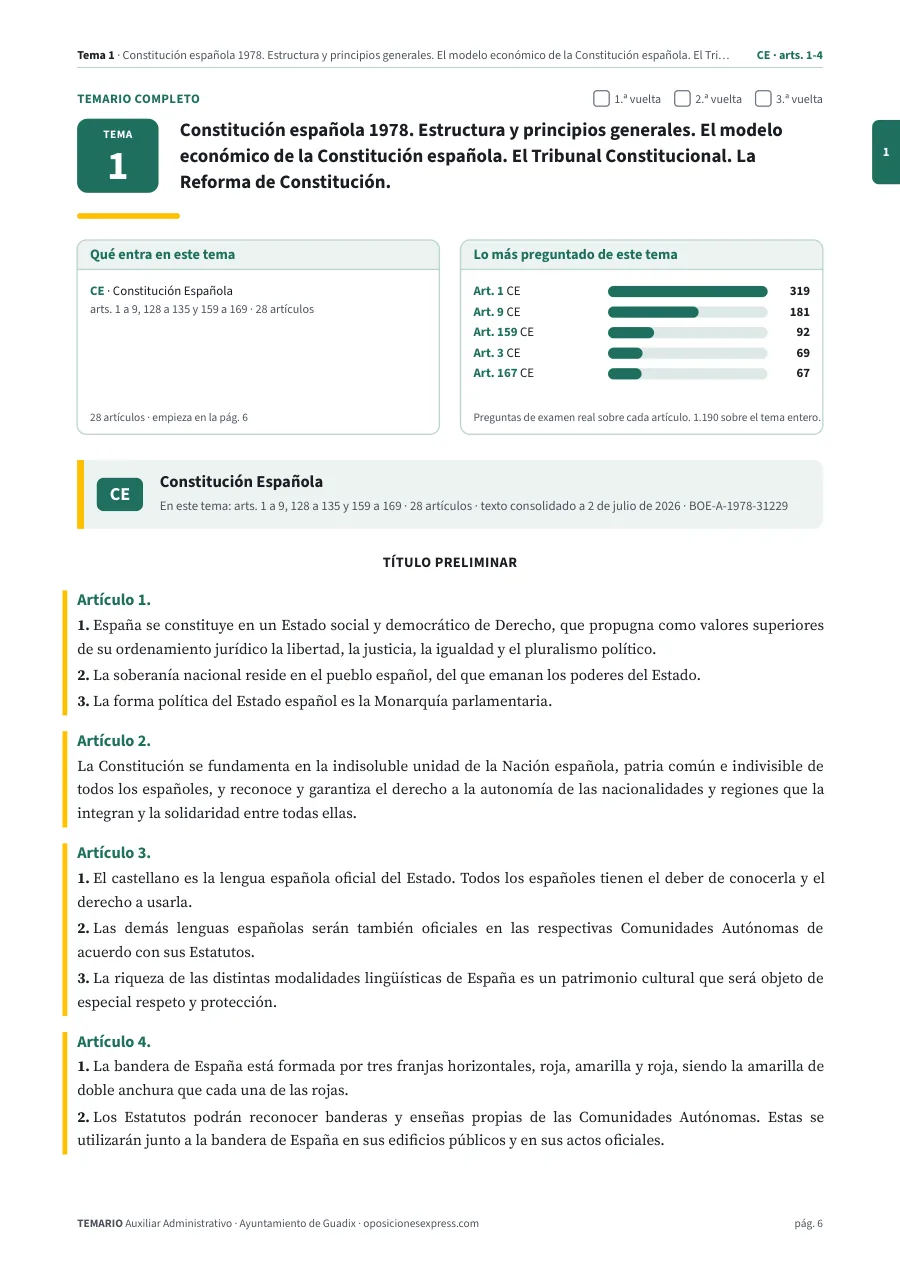 Primera página del tema 1 del temario