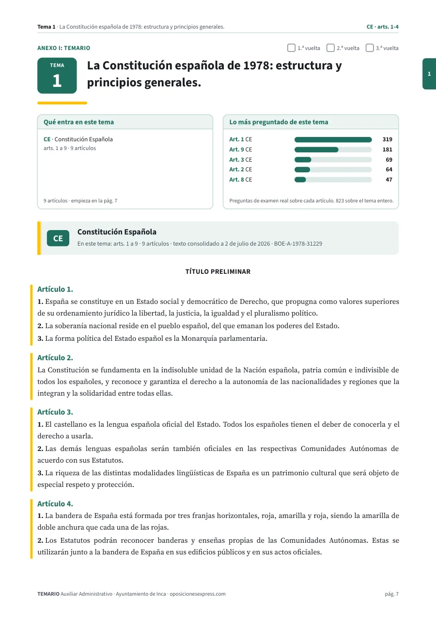 Primera página del tema 1 del temario