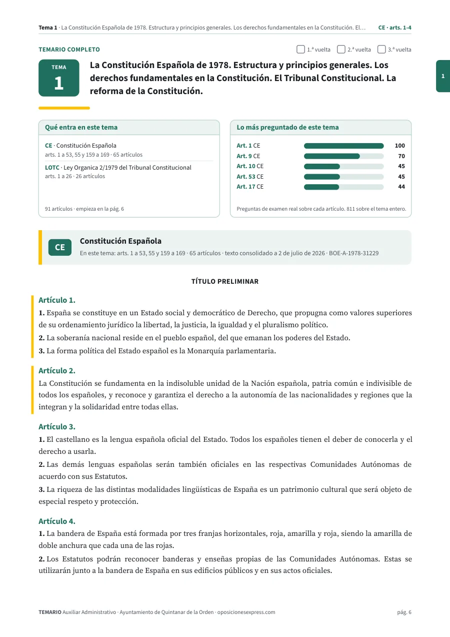 Primera página del tema 1 del temario