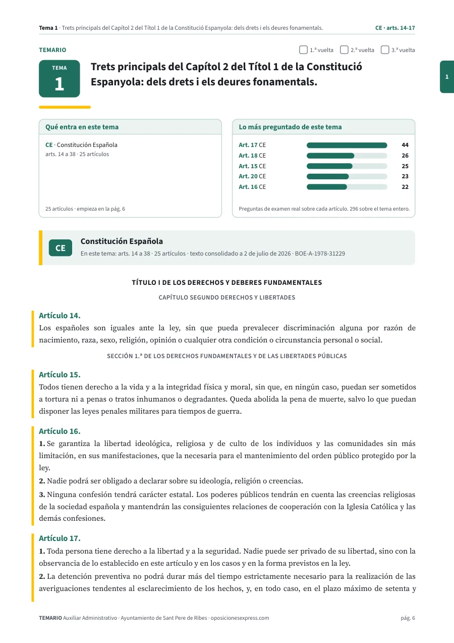 Primera página del tema 1 del temario
