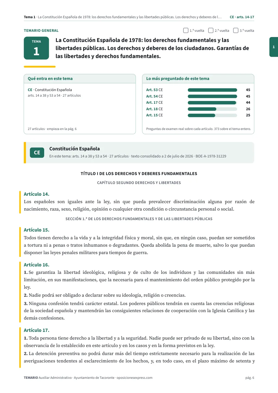 Primera página del tema 1 del temario