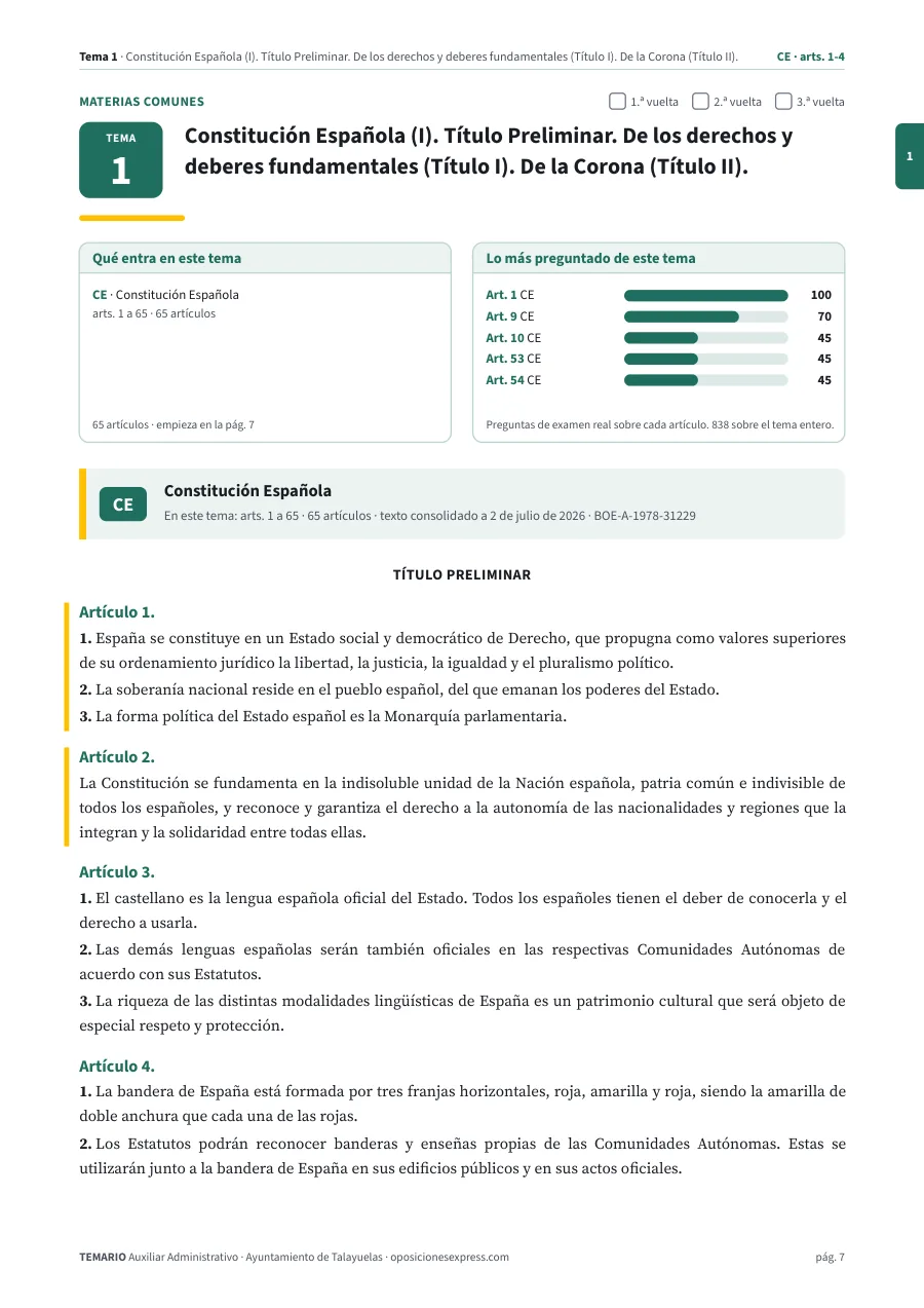 Primera página del tema 1 del temario