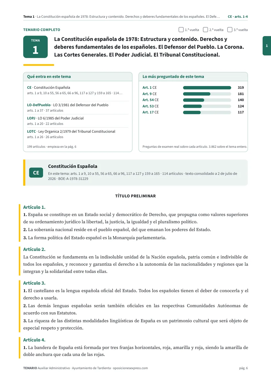 Primera página del tema 1 del temario