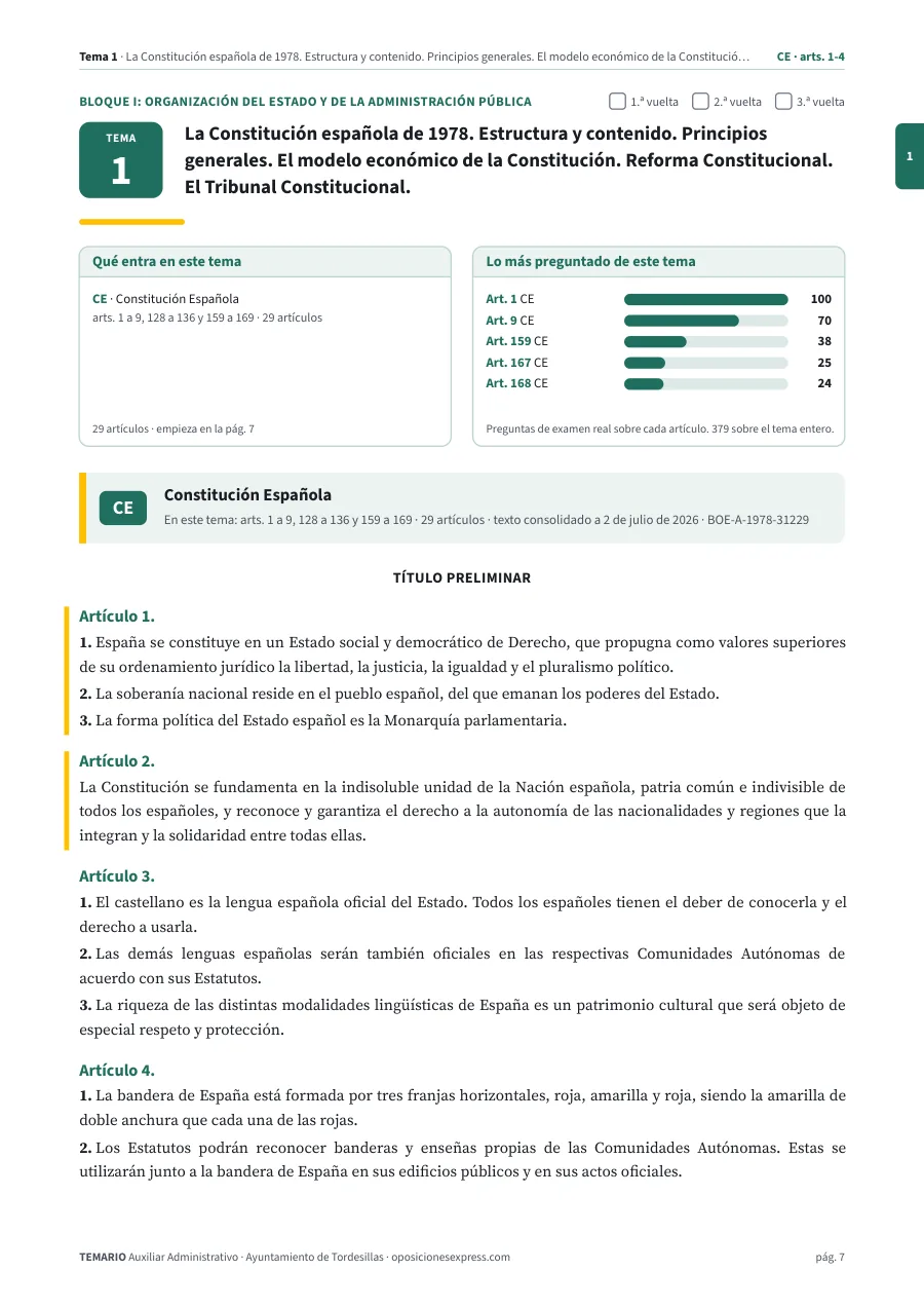 Primera página del tema 1 del temario