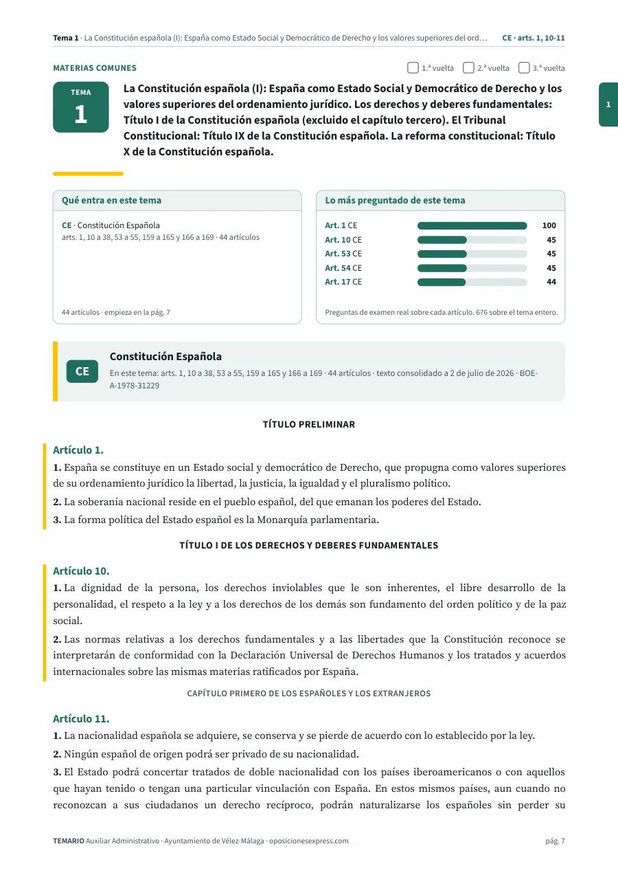 Primera página del tema 1 del temario