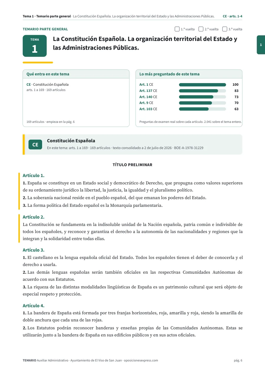 Primera página del tema 1 del temario