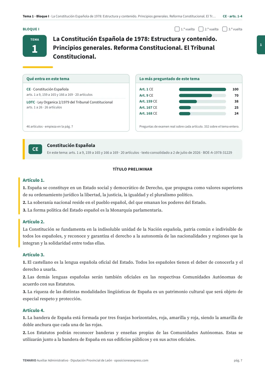 Primera página del tema 1 del temario