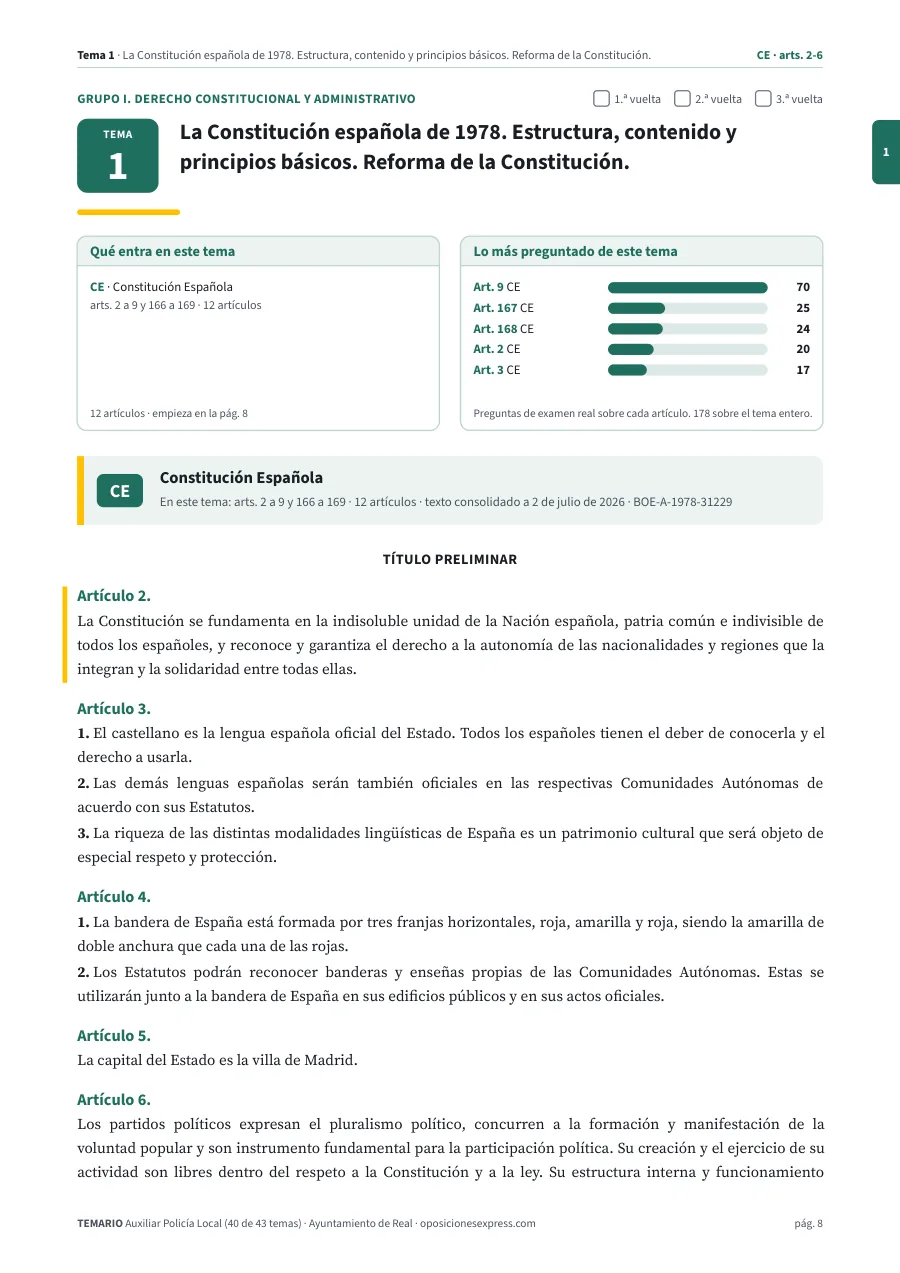 Primera página del tema 1 del temario