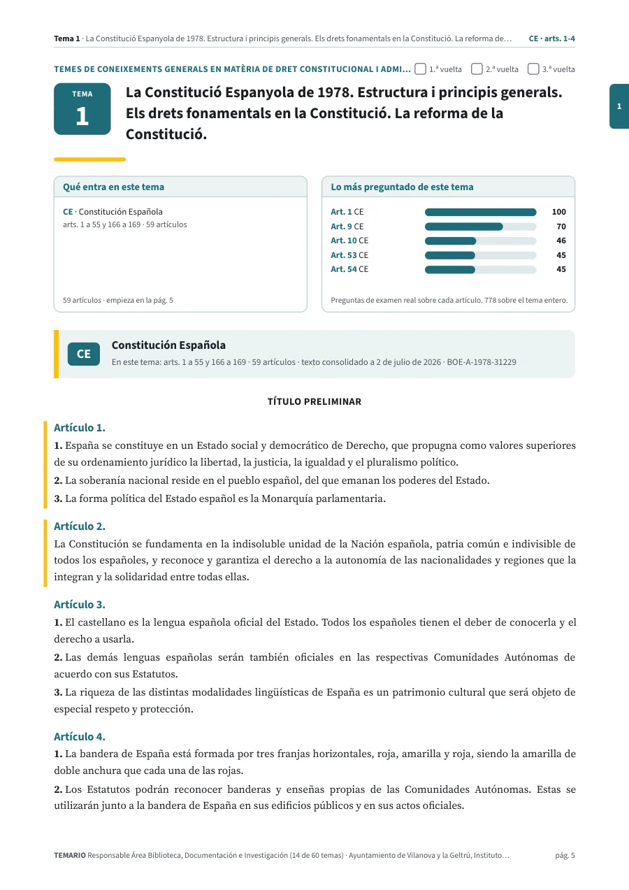 Primera página del tema 1 del temario