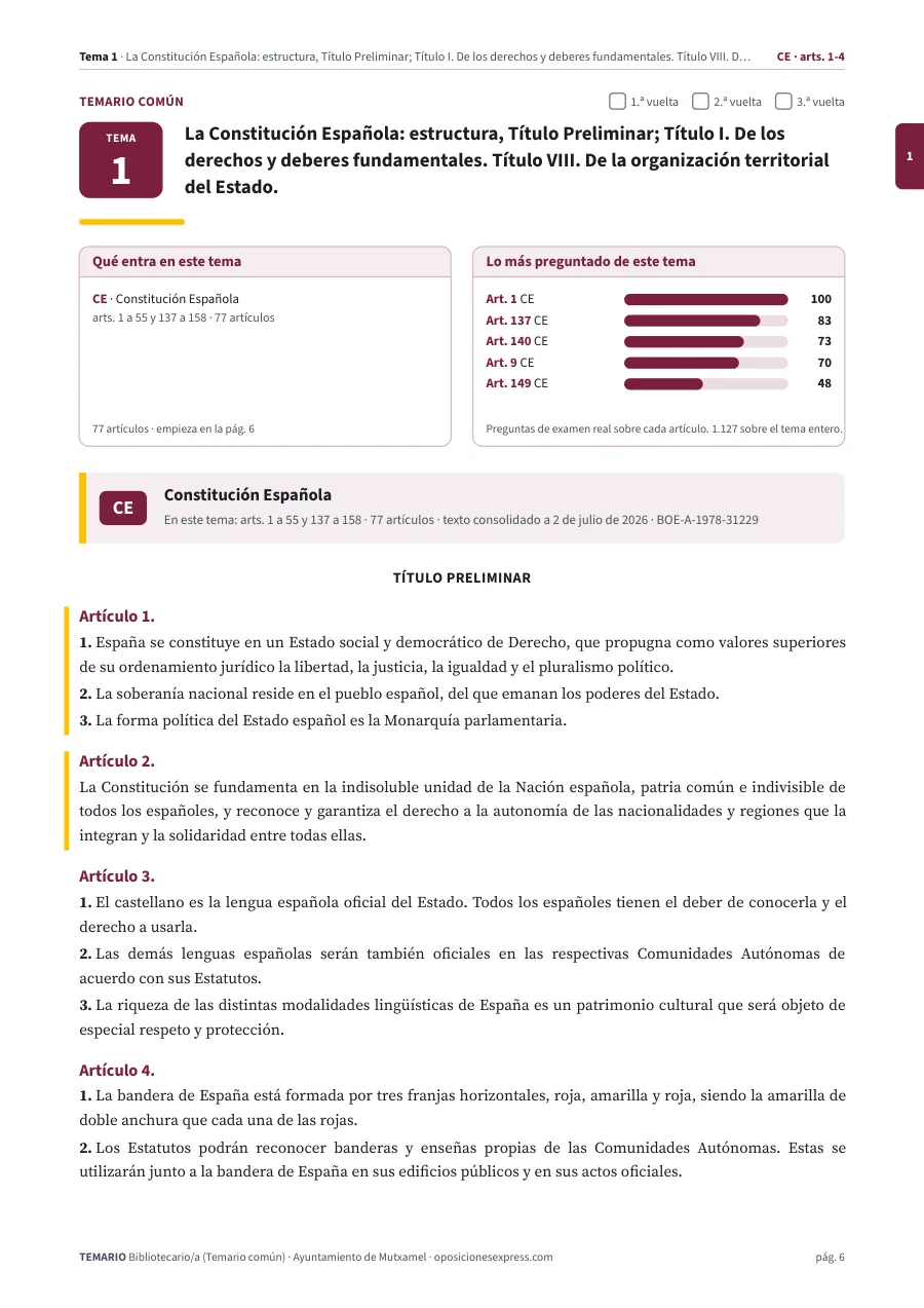 Primera página del tema 1 del temario