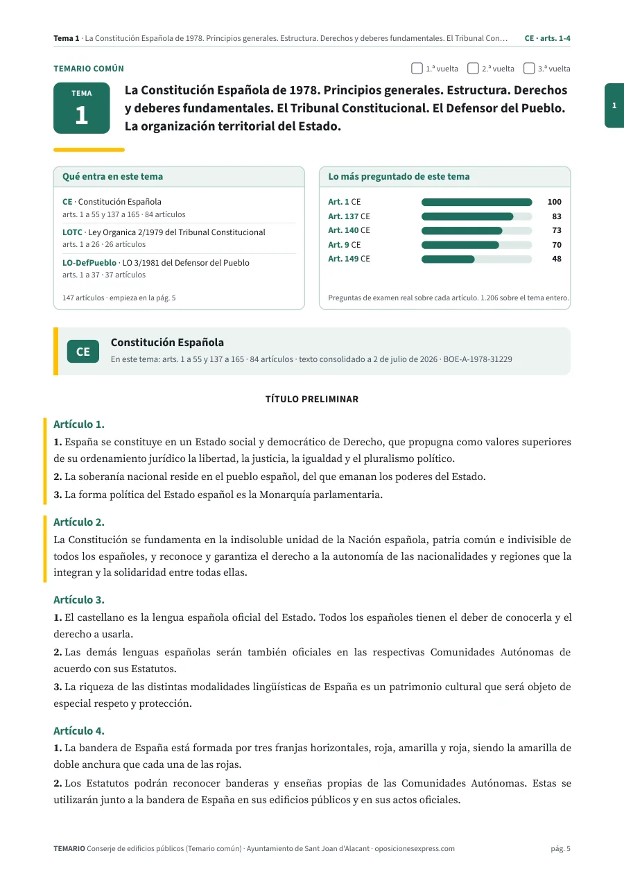 Primera página del tema 1 del temario