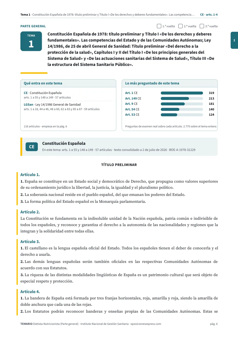 Primera página del tema 1 del temario