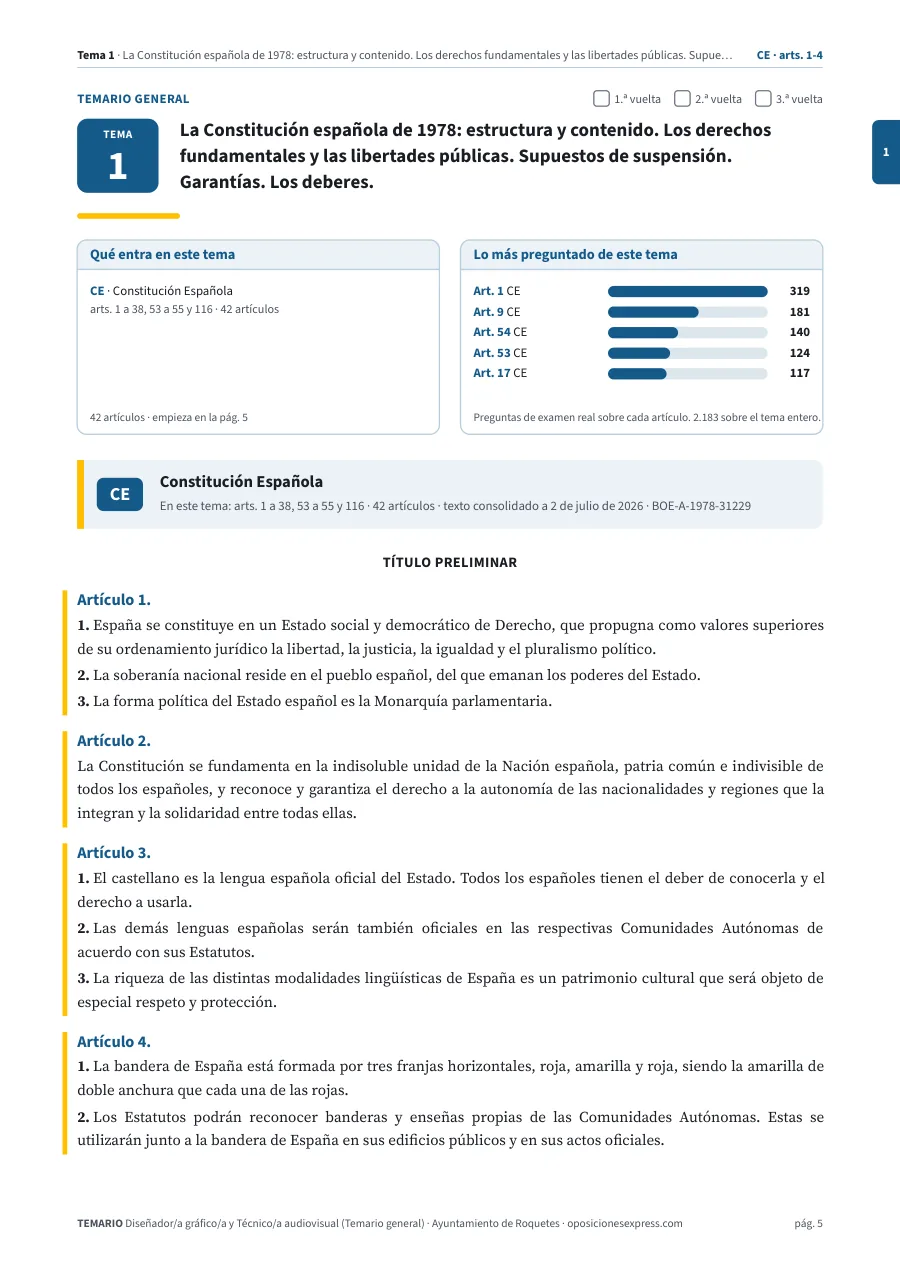 Primera página del tema 1 del temario