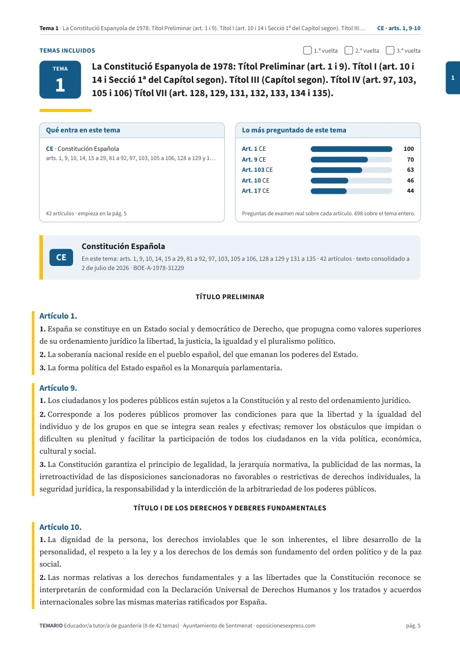 Primera página del tema 1 del temario