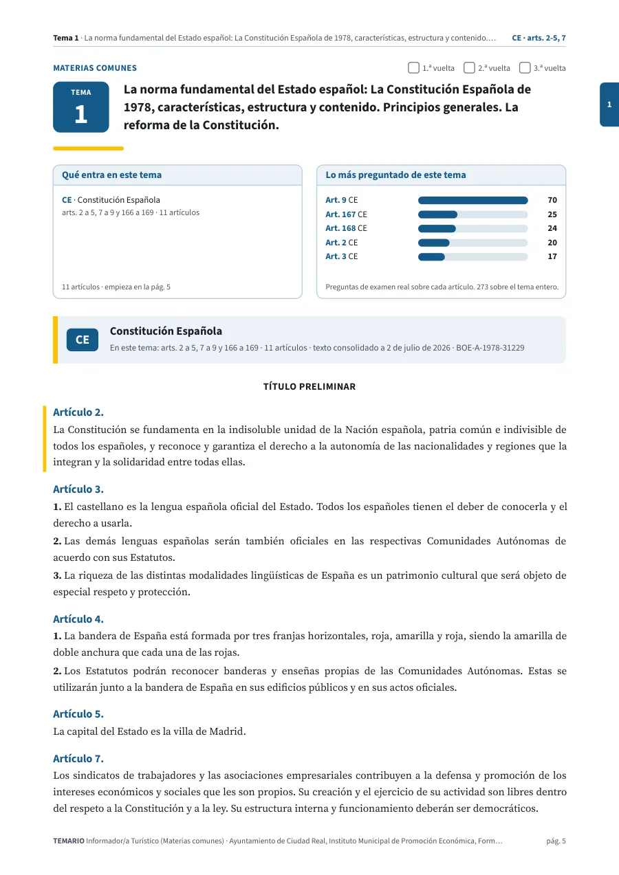 Primera página del tema 1 del temario