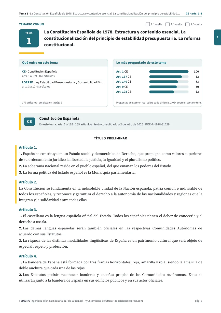Primera página del tema 1 del temario