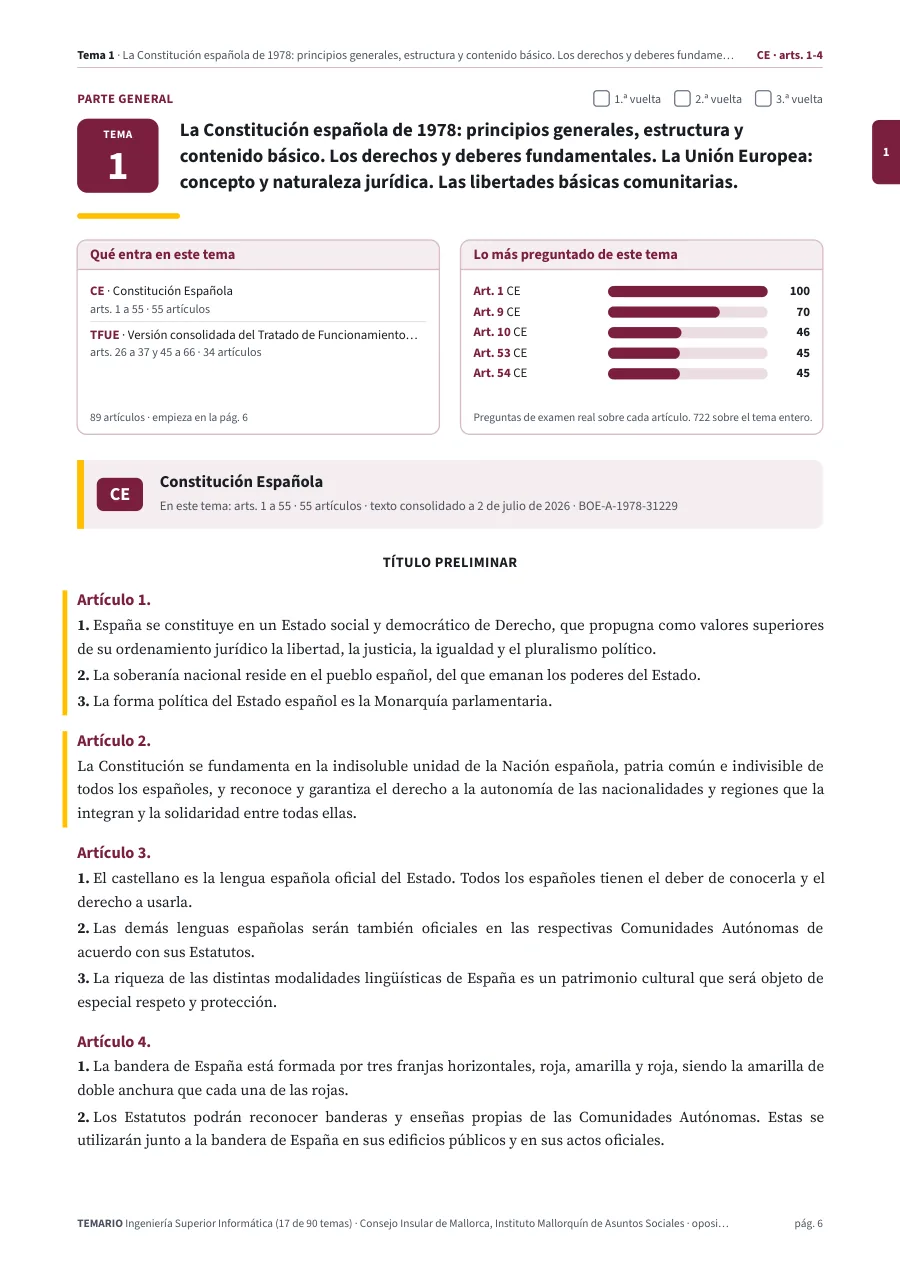 Primera página del tema 1 del temario