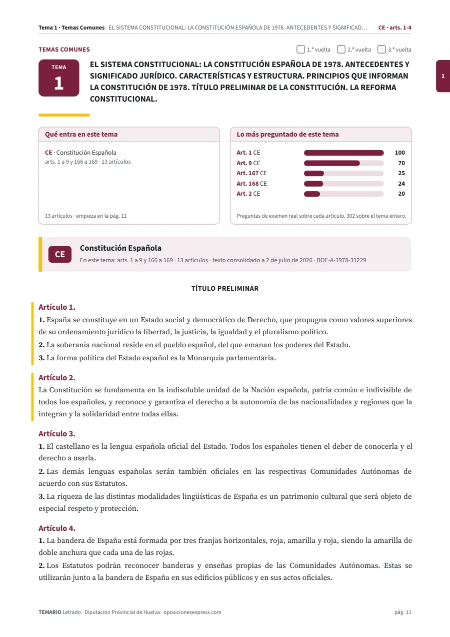 Primera página del tema 1 del temario