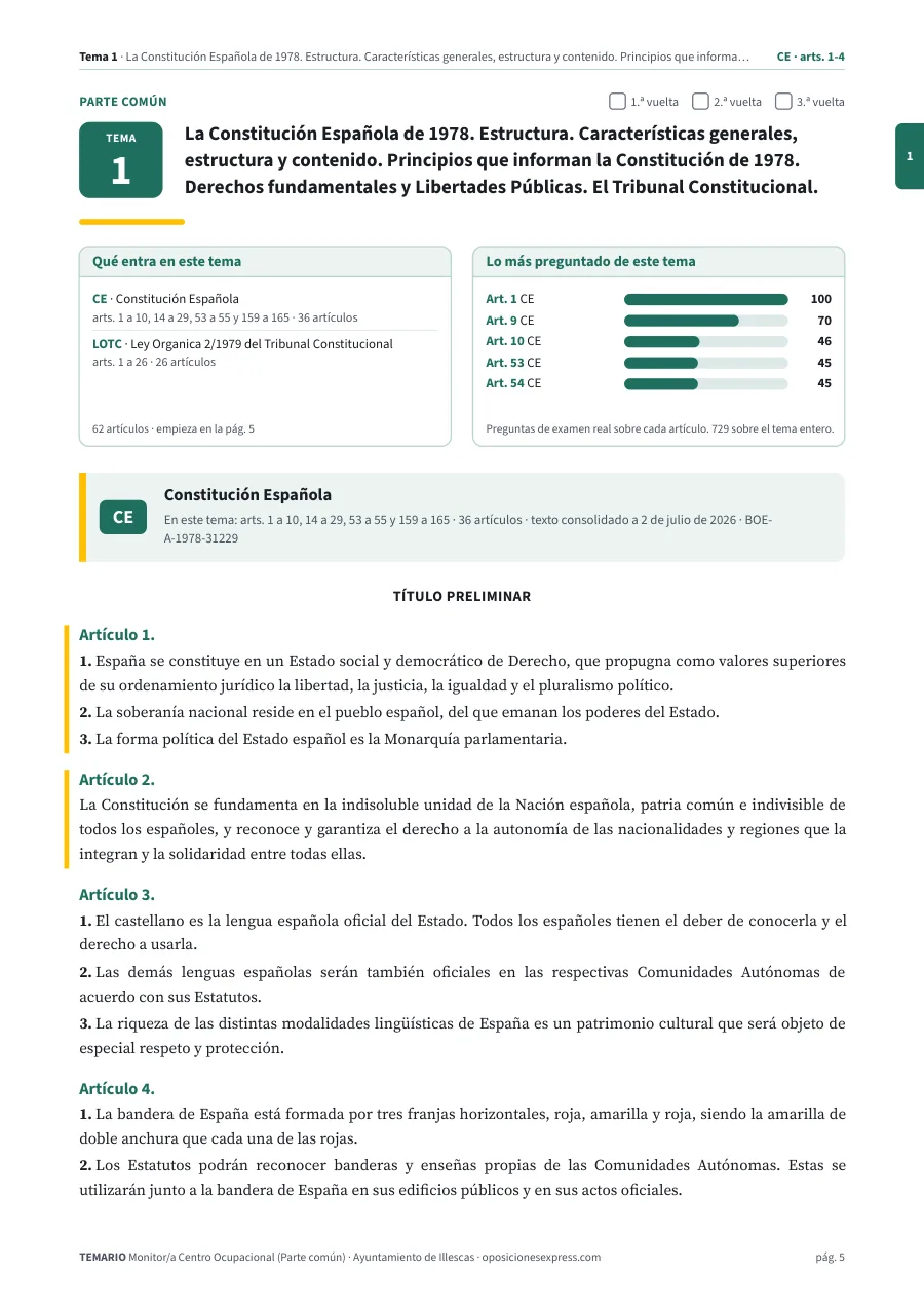 Primera página del tema 1 del temario