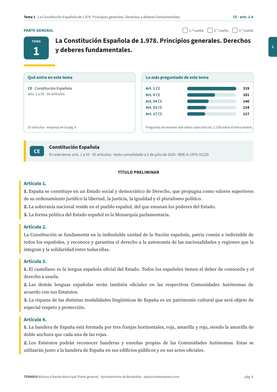Primera página del tema 1 del temario
