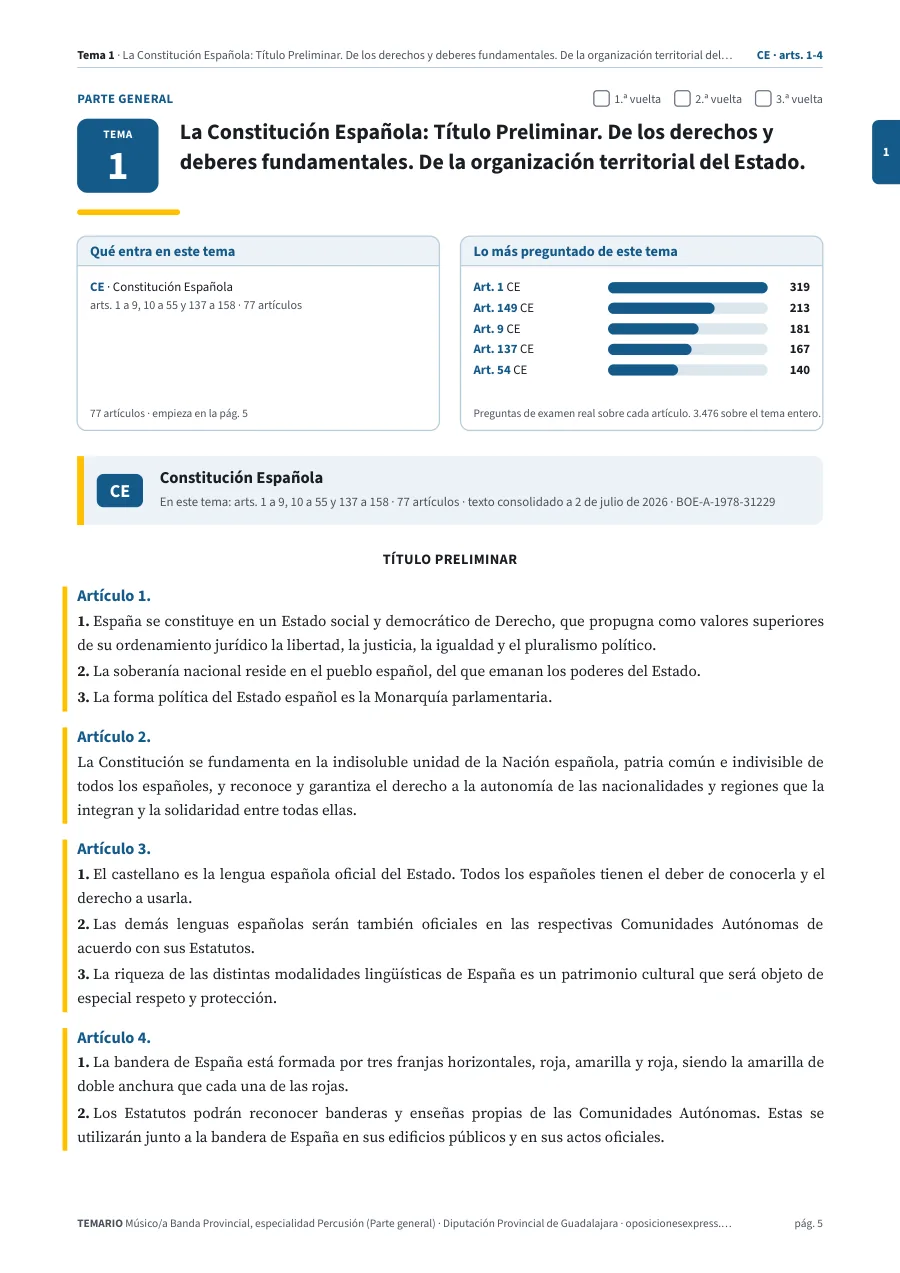 Primera página del tema 1 del temario