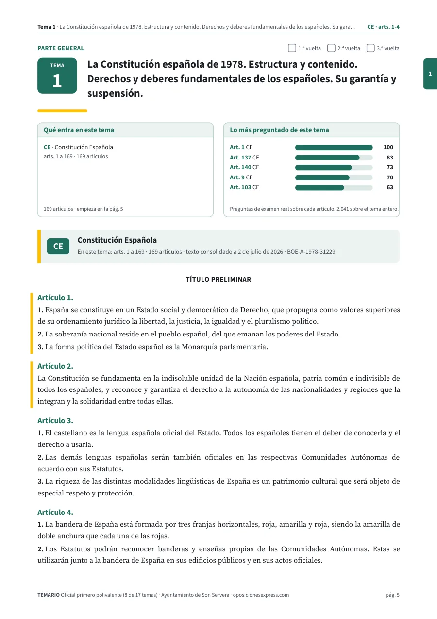 Primera página del tema 1 del temario