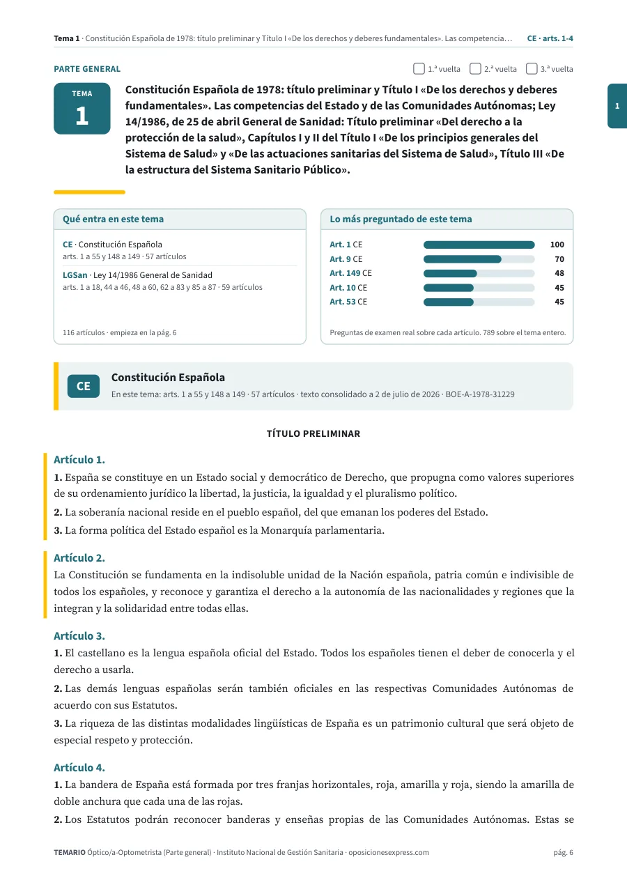 Primera página del tema 1 del temario