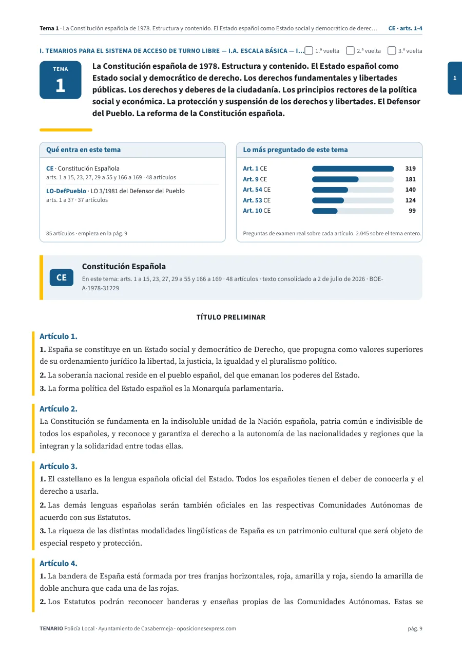 Primera página del tema 1 del temario