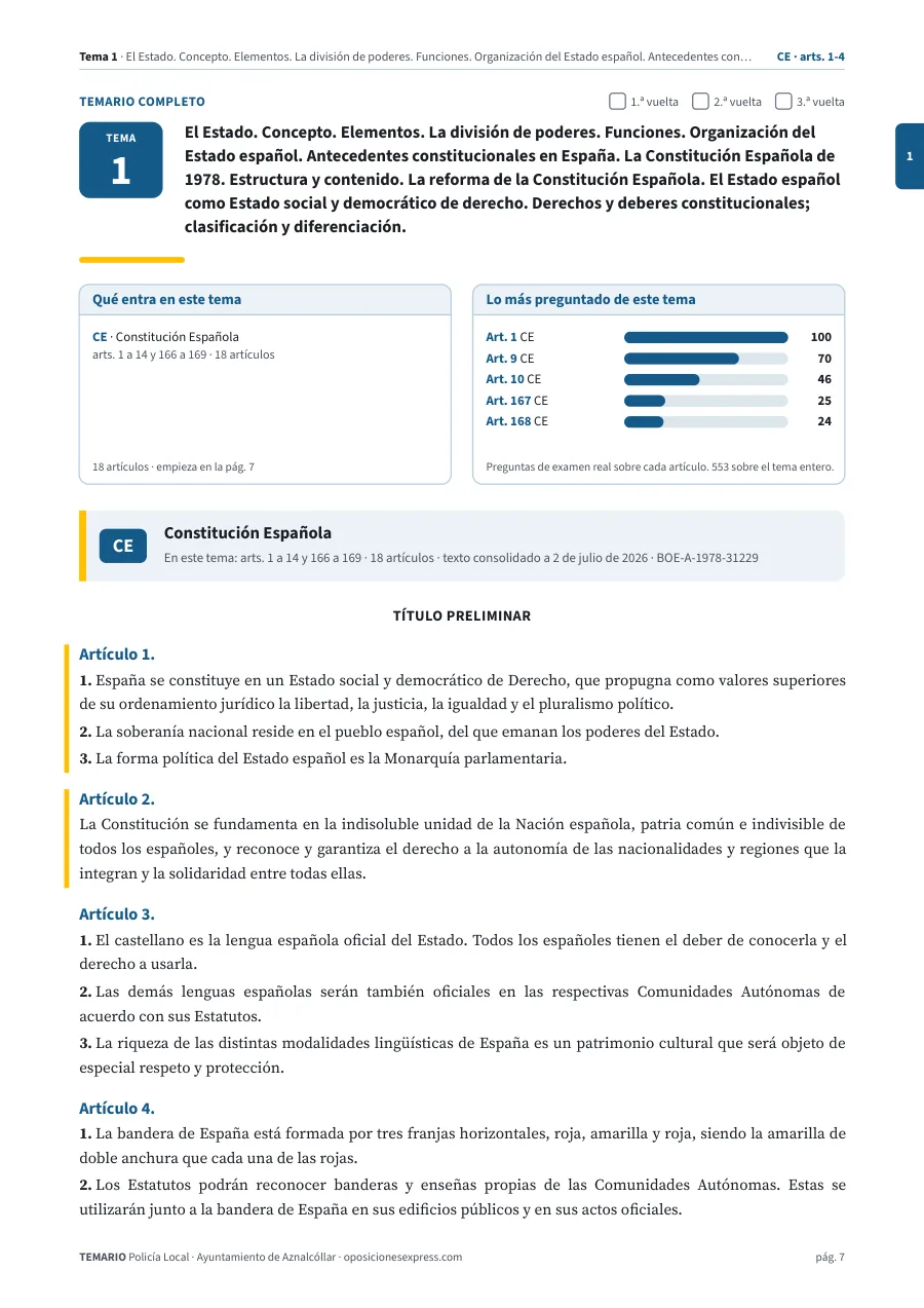 Primera página del tema 1 del temario