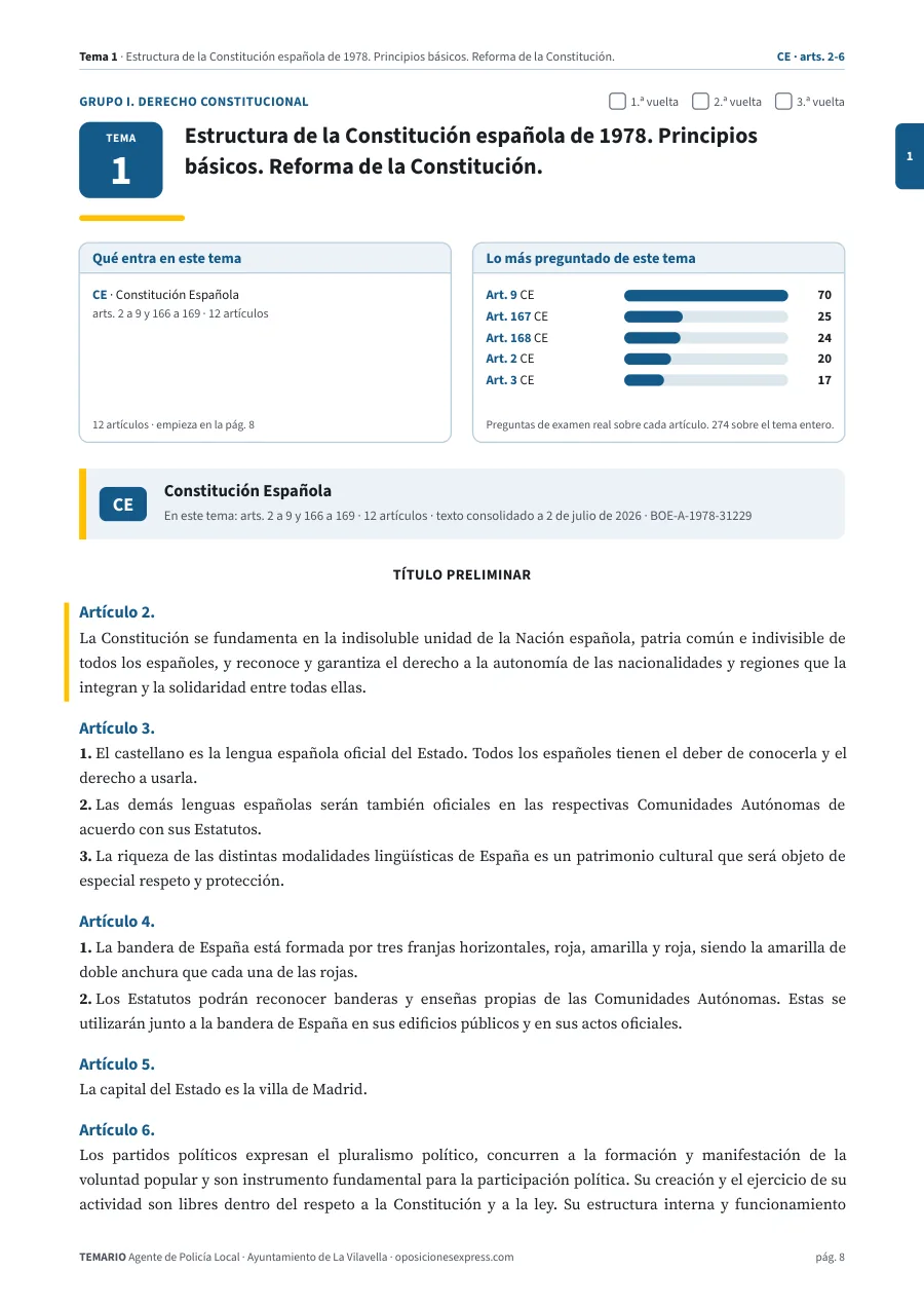 Primera página del tema 1 del temario
