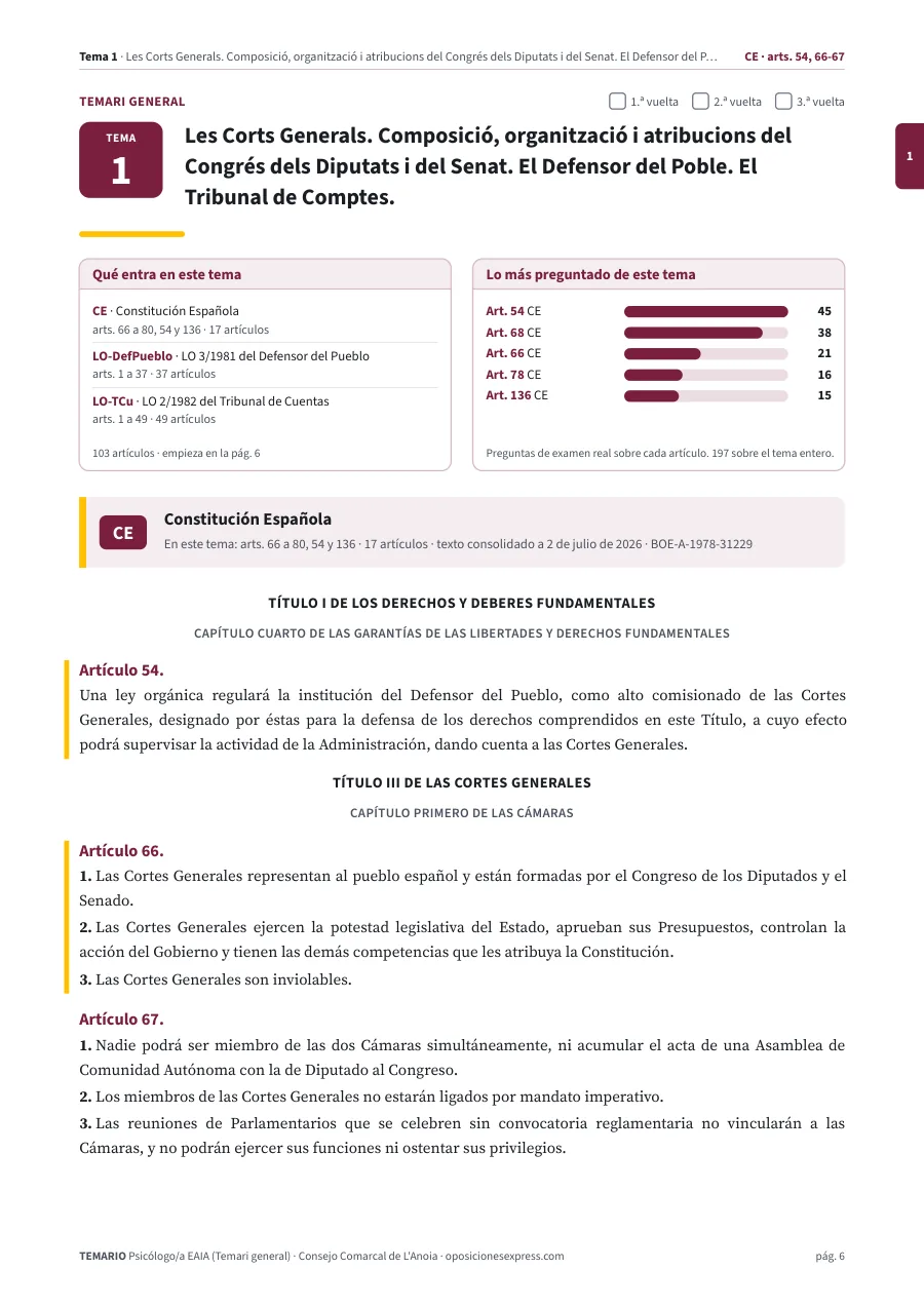 Primera página del tema 1 del temario