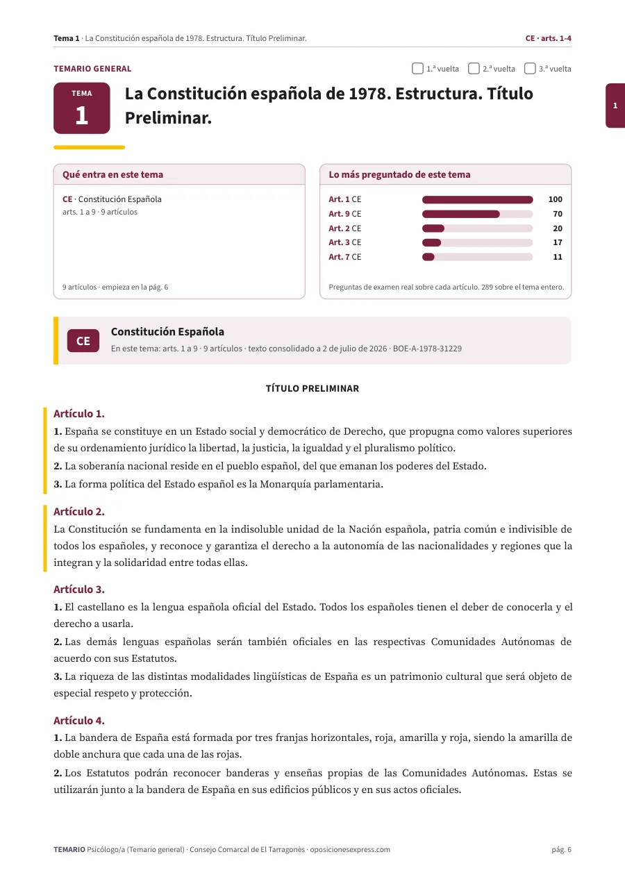 Primera página del tema 1 del temario