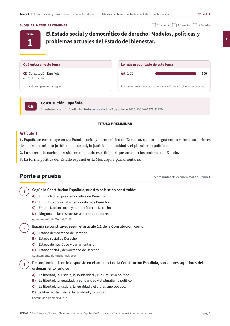 Primera página del tema 1 del temario