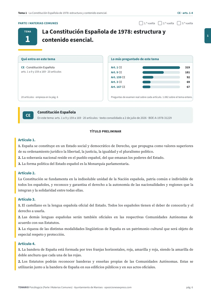 Primera página del tema 1 del temario