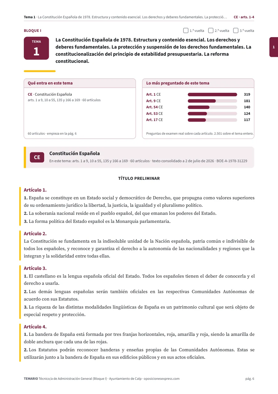 Primera página del tema 1 del temario