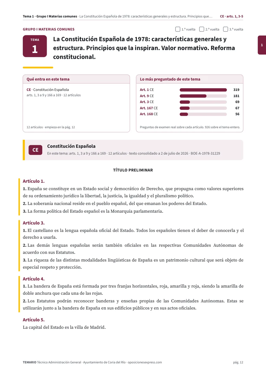 Primera página del tema 1 del temario