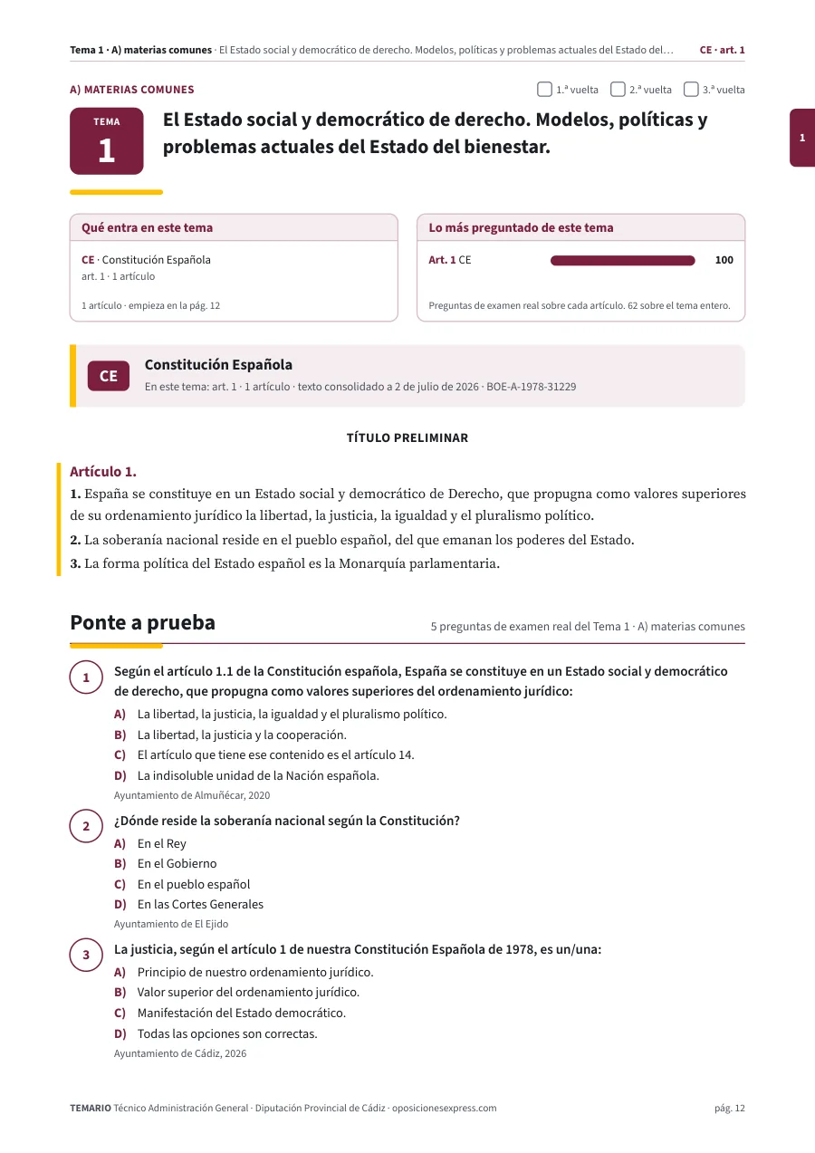 Primera página del tema 1 del temario