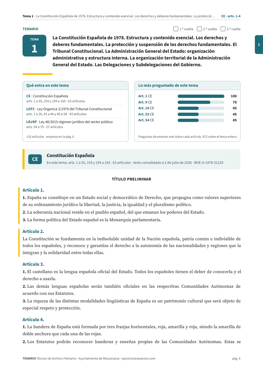 Primera página del tema 1 del temario