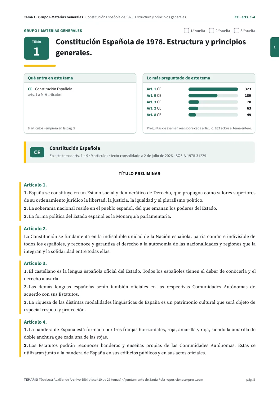 Primera página del tema 1 del temario