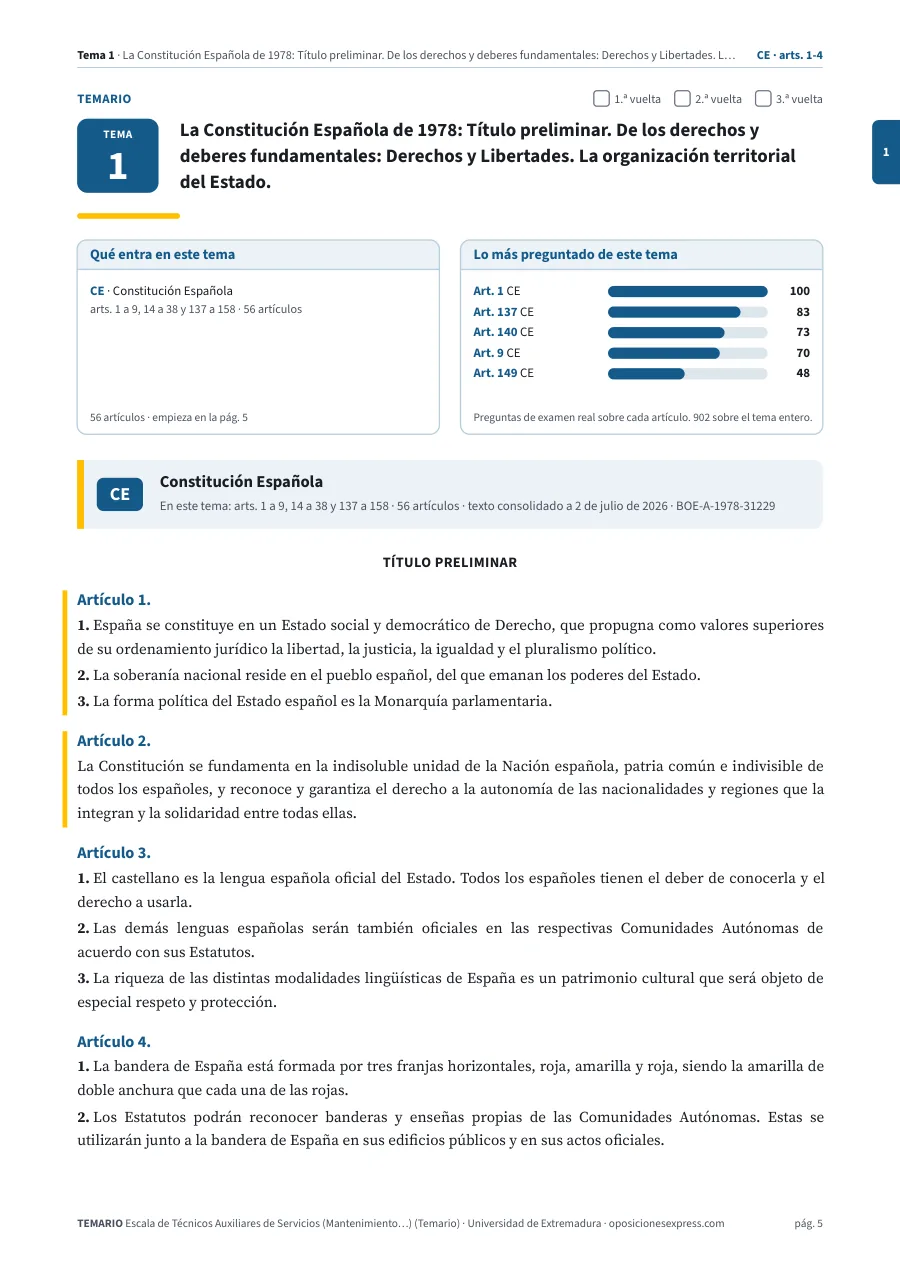 Primera página del tema 1 del temario