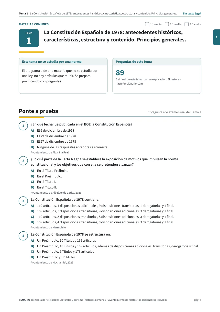 Primera página del tema 1 del temario