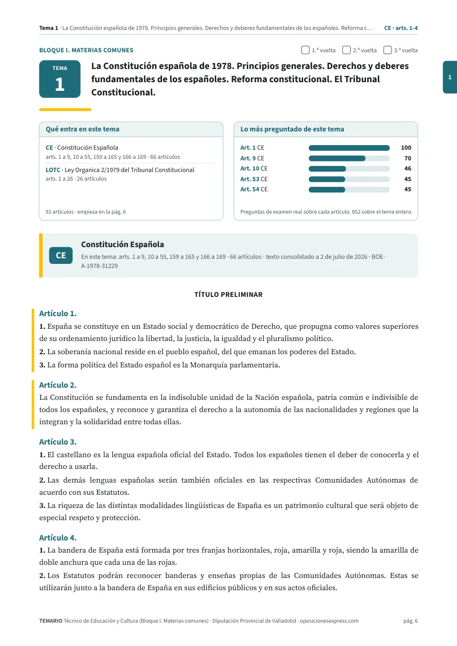 Primera página del tema 1 del temario