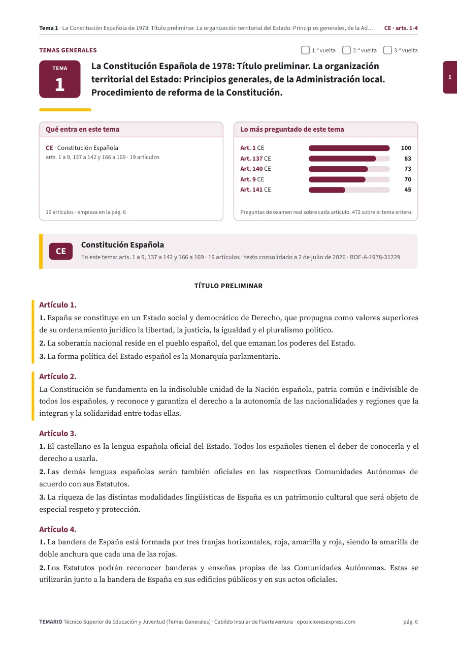Primera página del tema 1 del temario