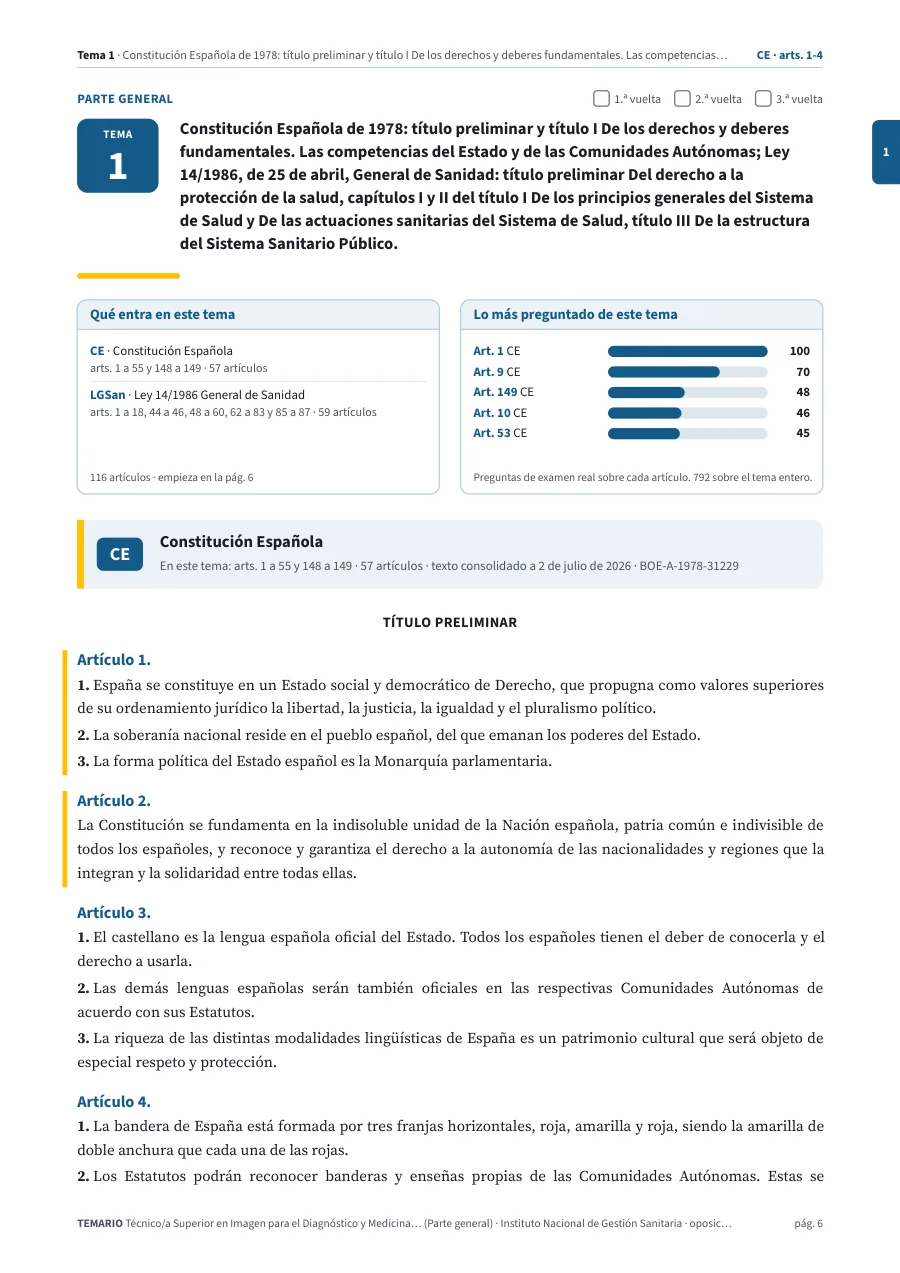 Primera página del tema 1 del temario